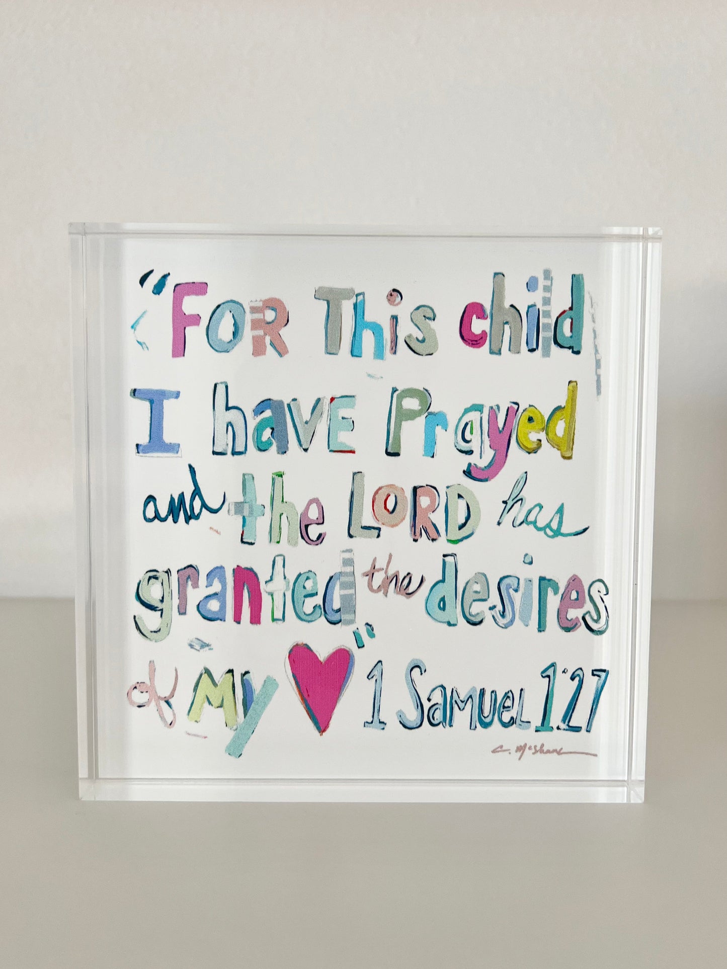 1 Samuel 1:27 Bible Verse Acrylic Tabletop Art