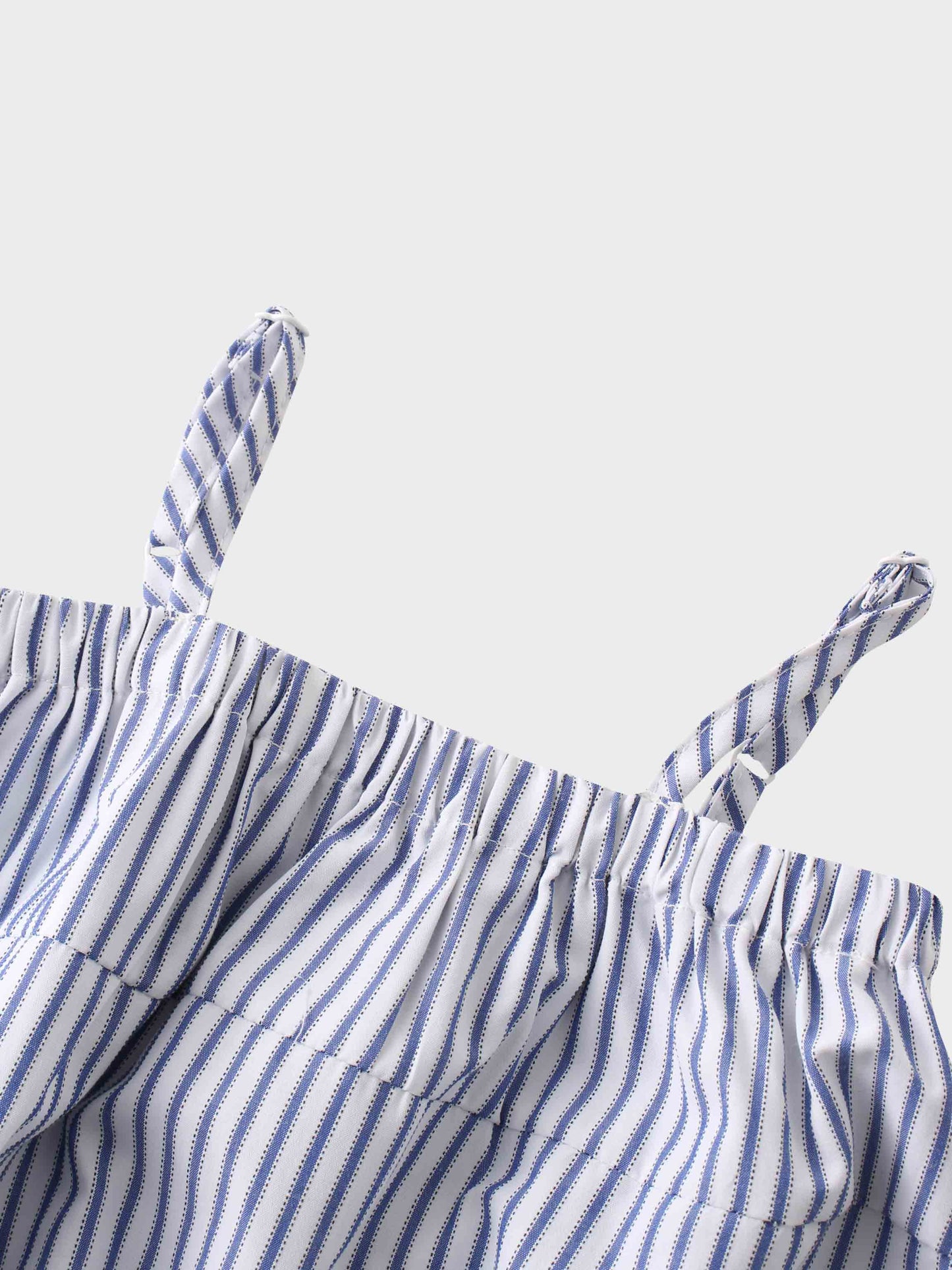Striped Cotton Romper-Blue