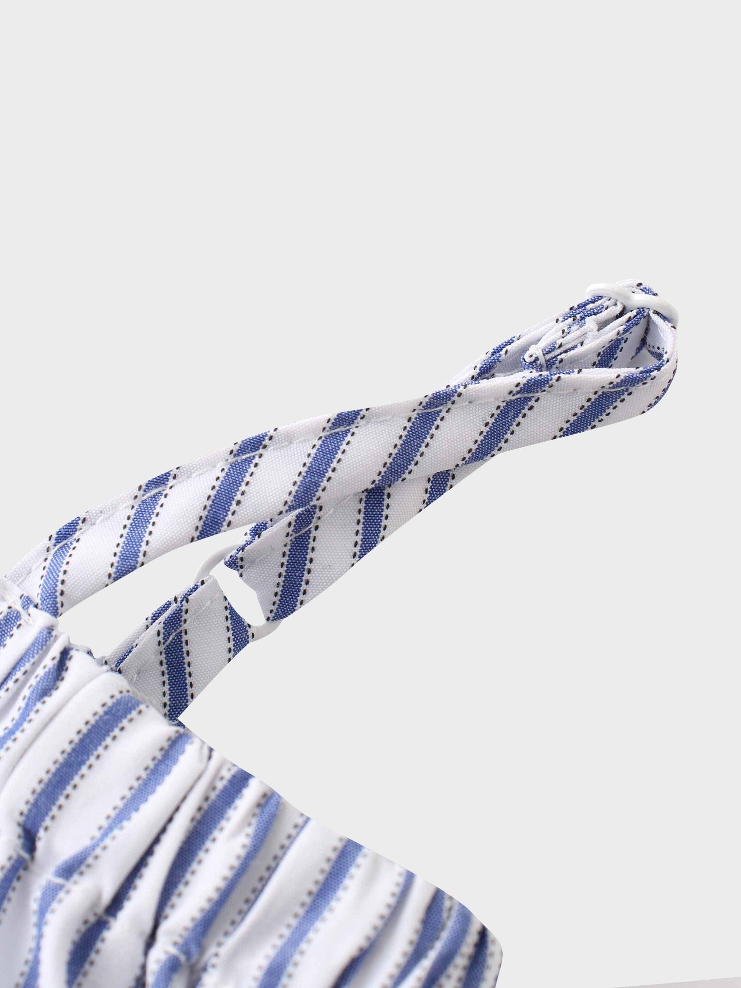 Striped Cotton Romper-Blue
