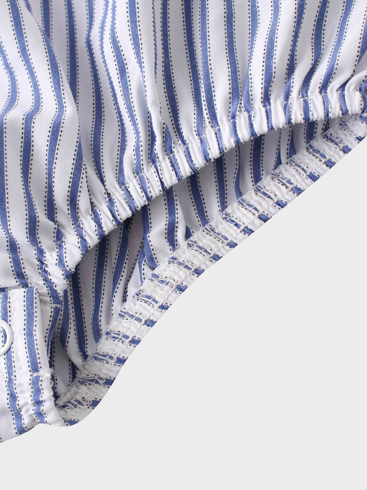 Striped Cotton Romper-Blue