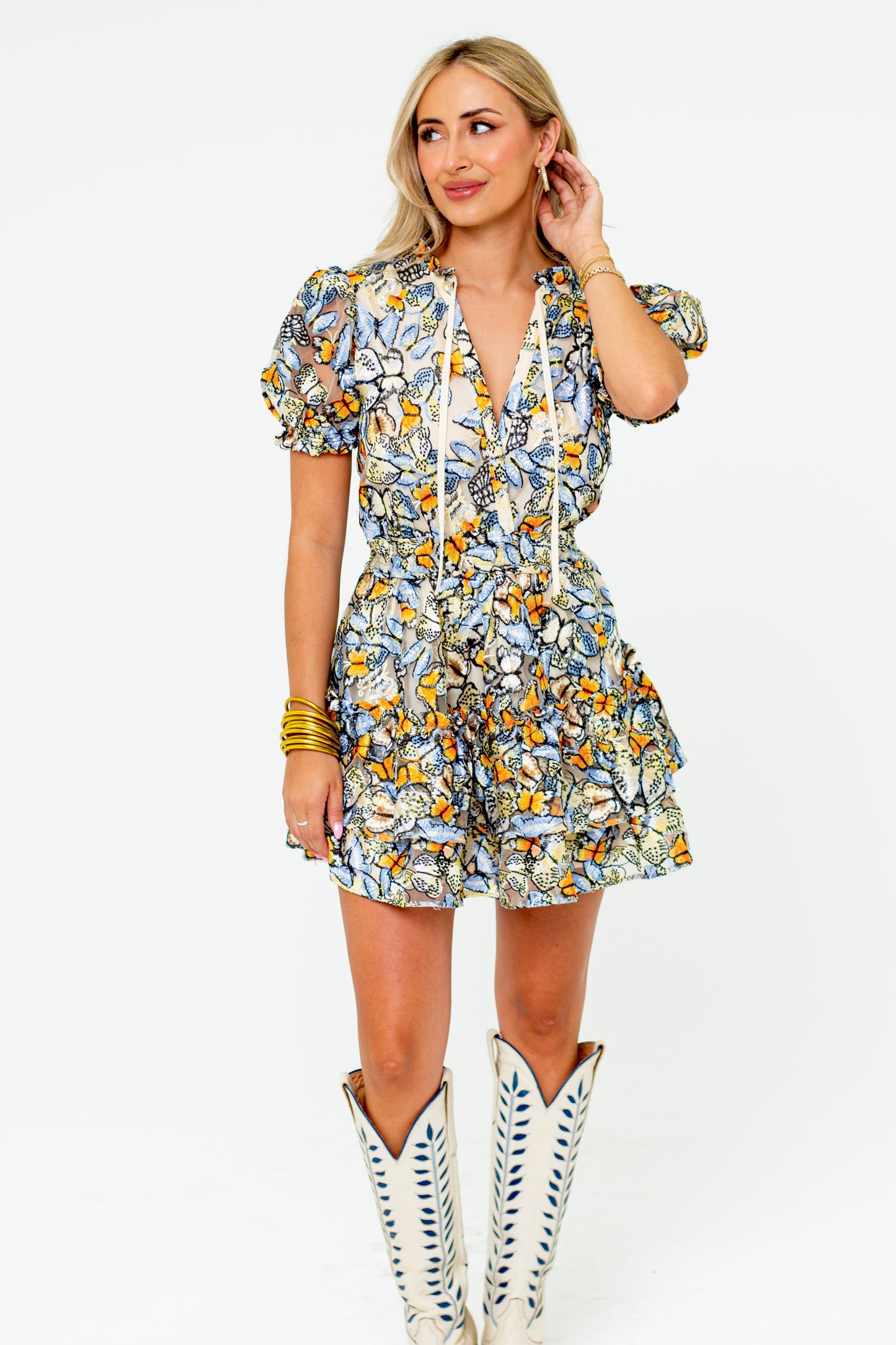 Clementine Elastic Waist Mini Dress - Meadow