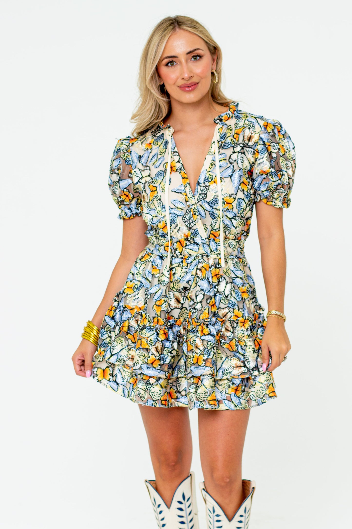 Clementine Elastic Waist Mini Dress - Meadow