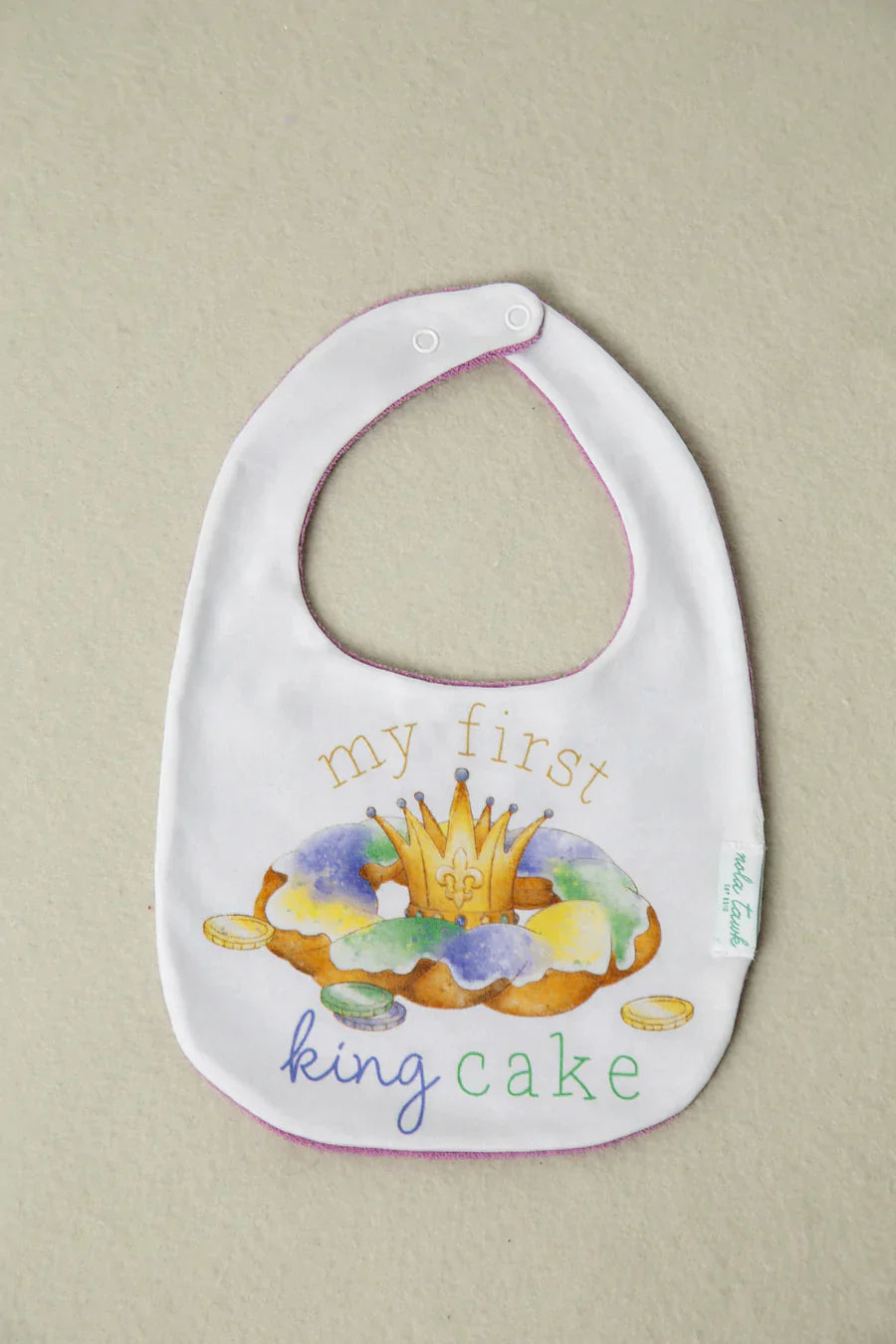My first king cake Organic Cotton Bib (Pre-Order Arriving Spring 2026)