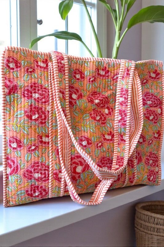 SC - Golden Hour Pink Floral Tote Bag