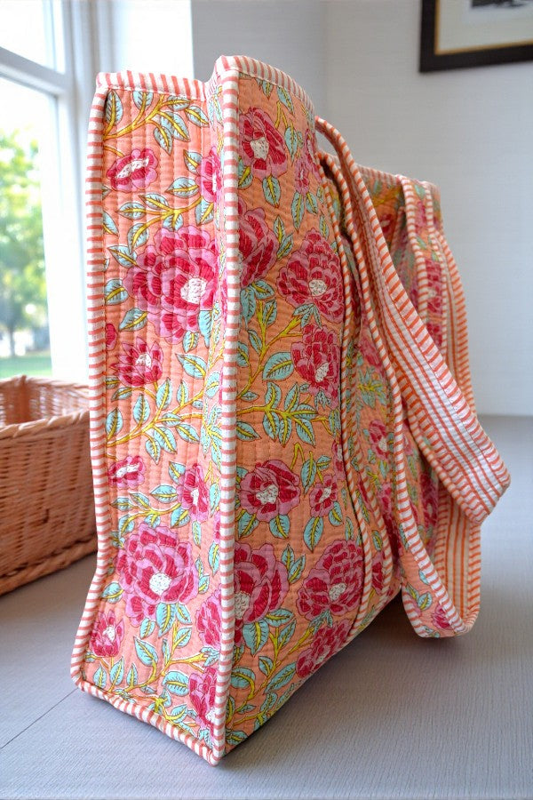 SC - Golden Hour Pink Floral Tote Bag