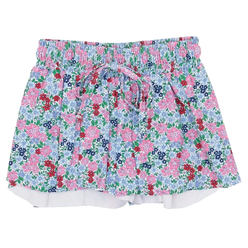 London Floral Butterfly Girls Shorts – Pink & Blue Boutique Skirted Shorts | Bossier City, LA