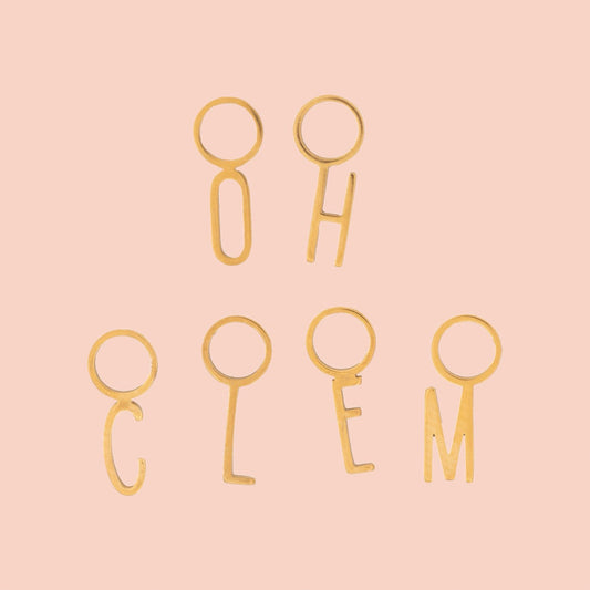 Letters Huggie Hoop Charm (Single)