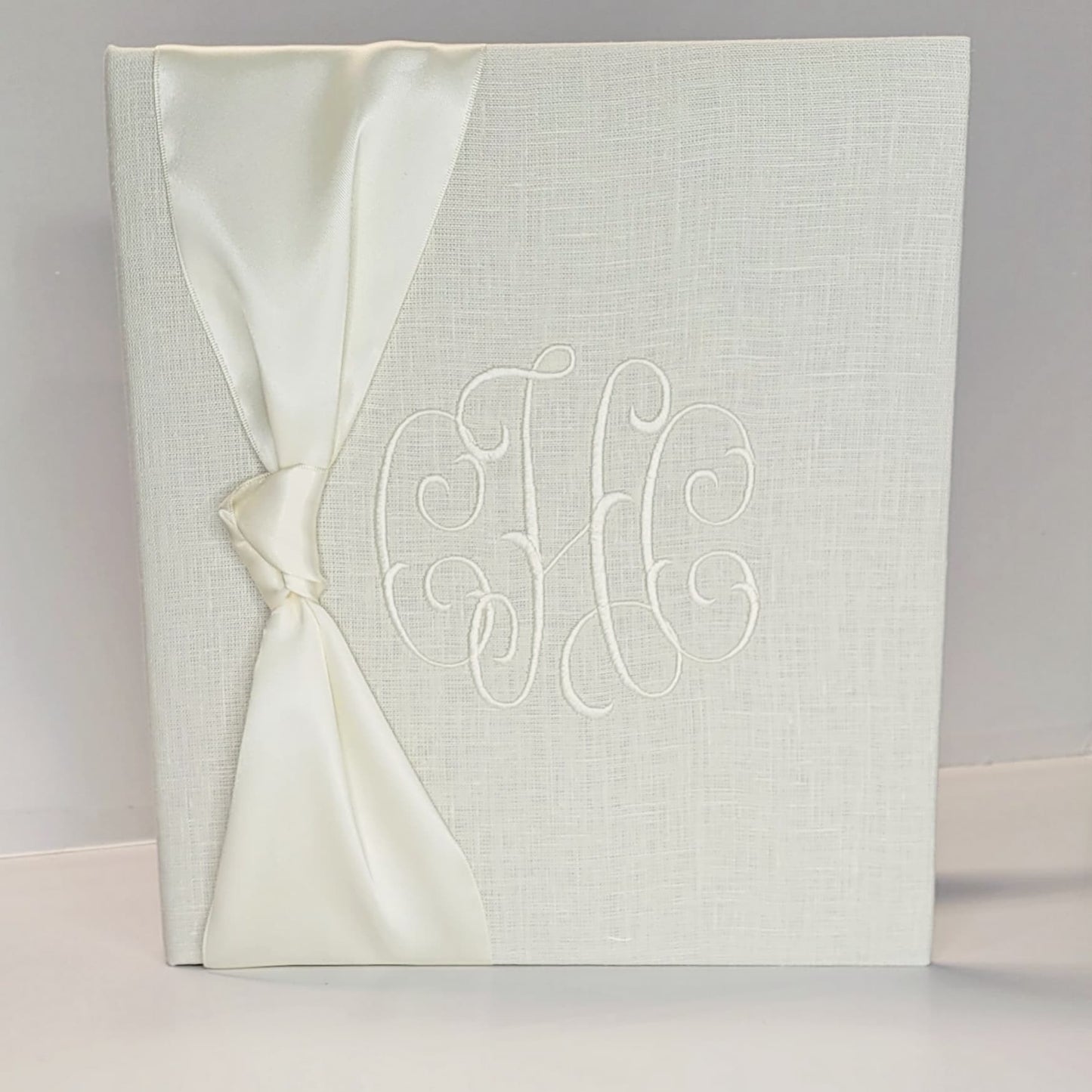Baby Memory Book - Ivory Linen (w/ SILK Bow)