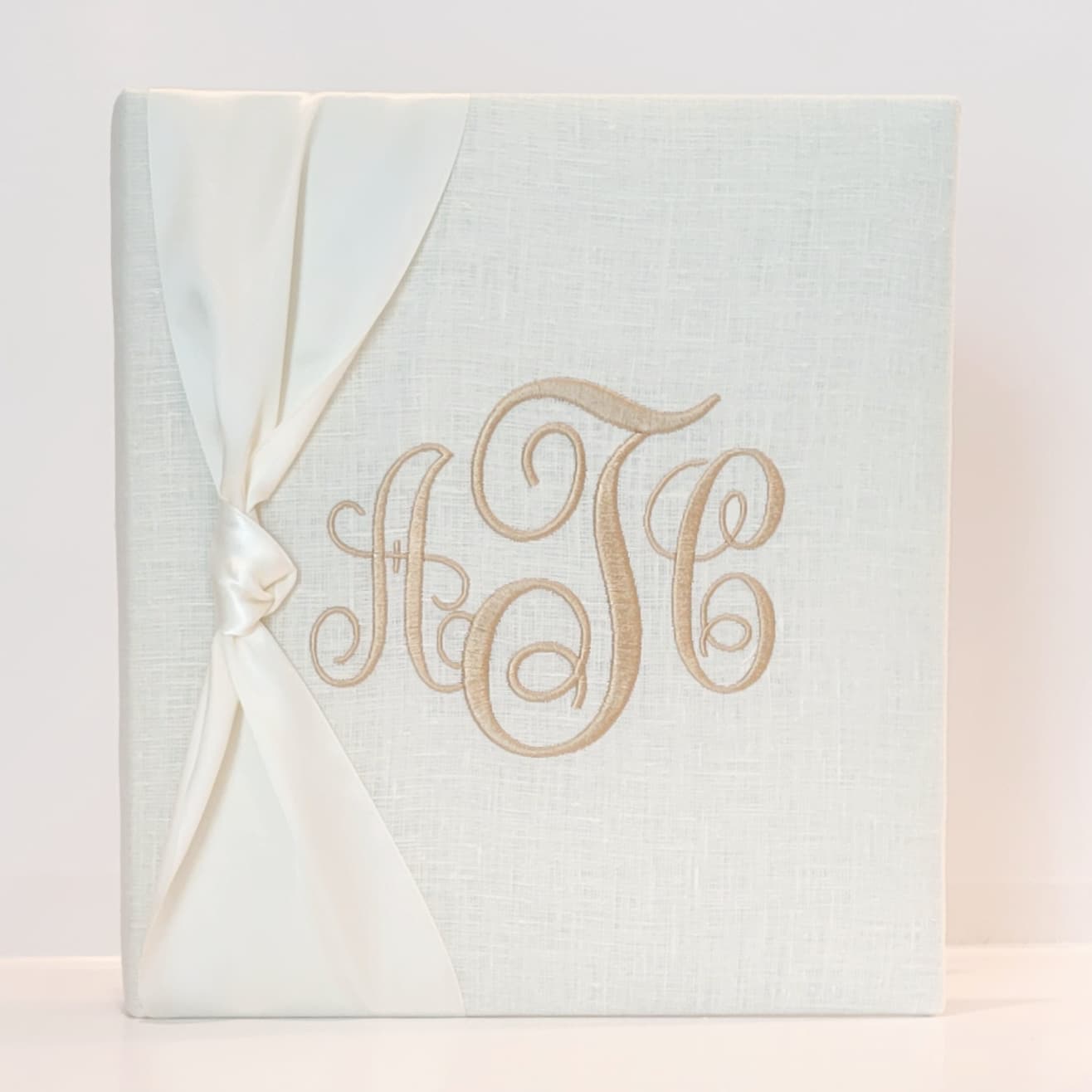 Baby Memory Book - Ivory Linen (w/ SILK Bow)