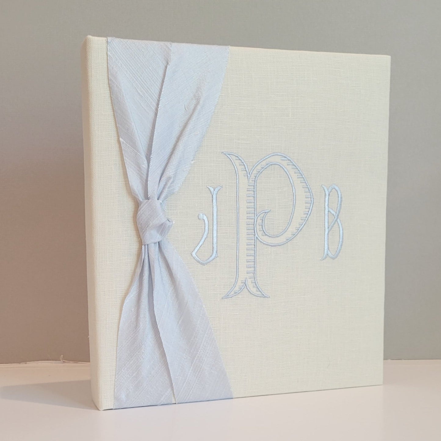 Baby Memory Book - Ivory Linen (w/ SILK Bow)