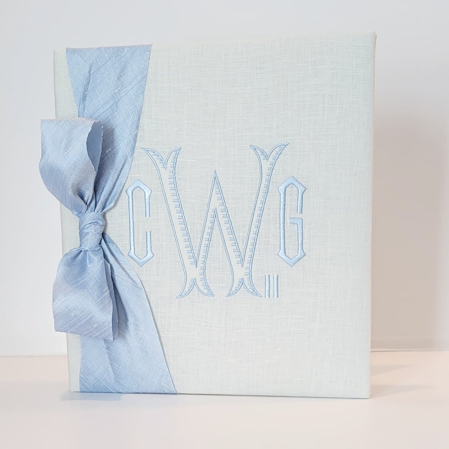 Baby Memory Book - Ivory Linen (w/ SILK Bow)