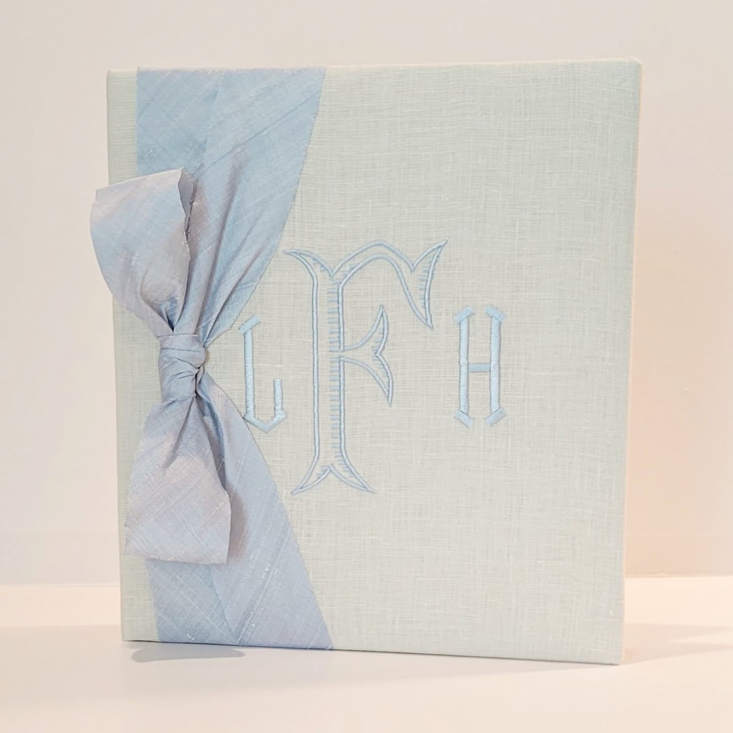 Baby Memory Book - Ivory Linen (w/ SILK Bow)
