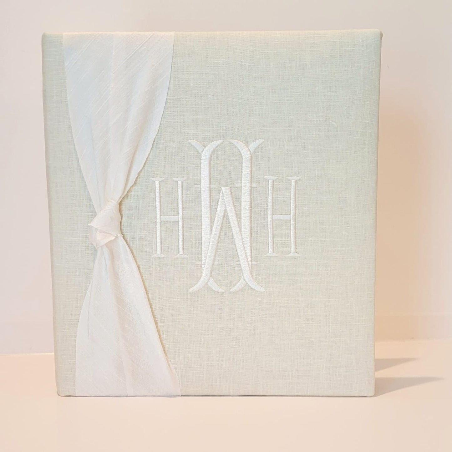 Baby Memory Book - Ivory Linen (w/ SILK Bow)