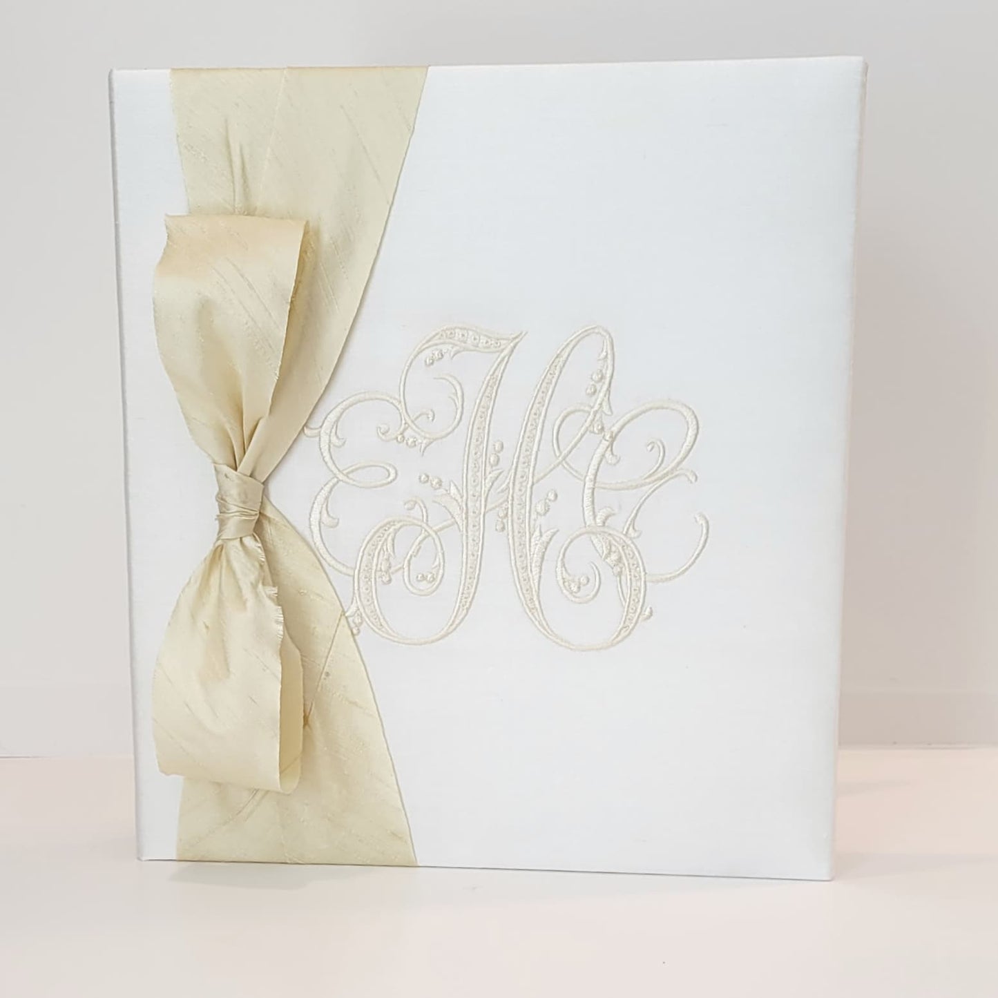 Baby Memory Book - Ivory Silk (w/ SILK Bow)