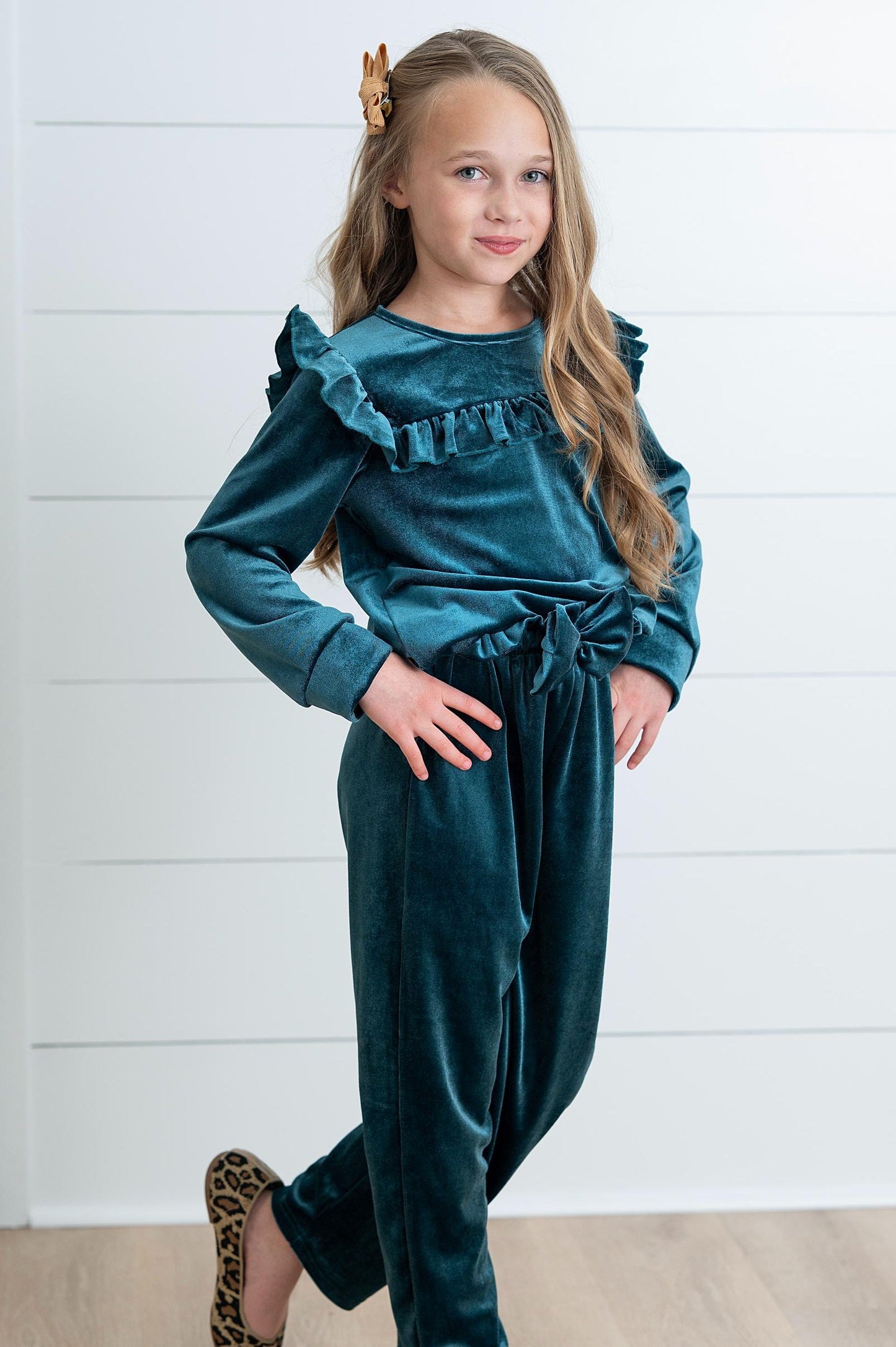 Ivy Dark Teal Velvet Set