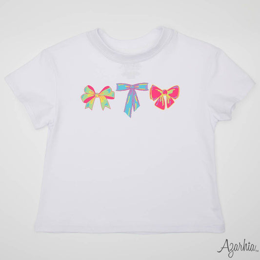 Neon Bows Screen Print on White Boxy T