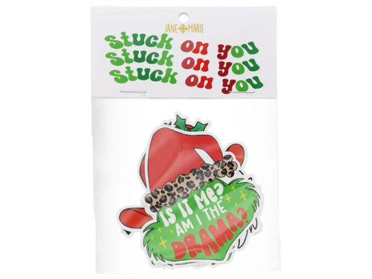 Jane Marie Christmas Stickers – Am I the Drama? Funny Grinch-Inspired Set of 4