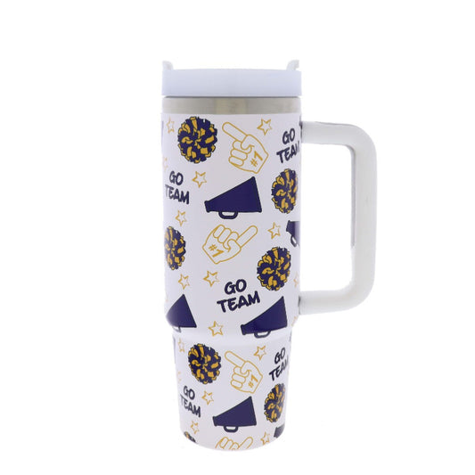 Game Day Purple & Gold 30 oz Tumbler with Handle + Straw – Stainless Steel