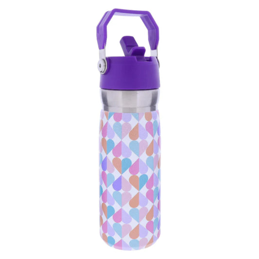 Sweet Heart 22oz Stainless Steel Water Bottle – Straw Cap & Carry Handle
