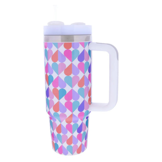 Sweet Heart 30oz Stainless Steel Tumbler – With Straw & Easy-Grab Handle