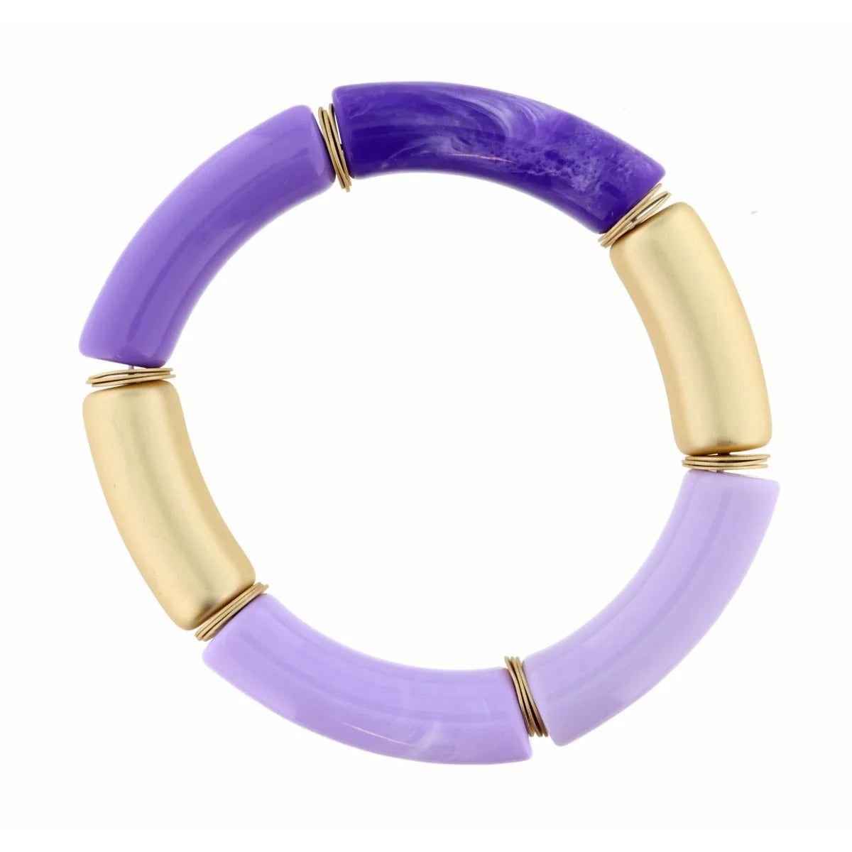 Purple & Gold Statement Stretch Bracelet – 8"