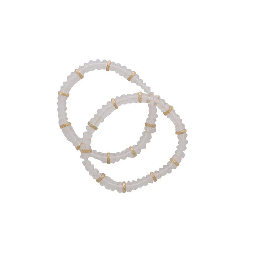 Harper Clear & Gold Beaded Stretch Bracelet Set – 2-Piece Stack
