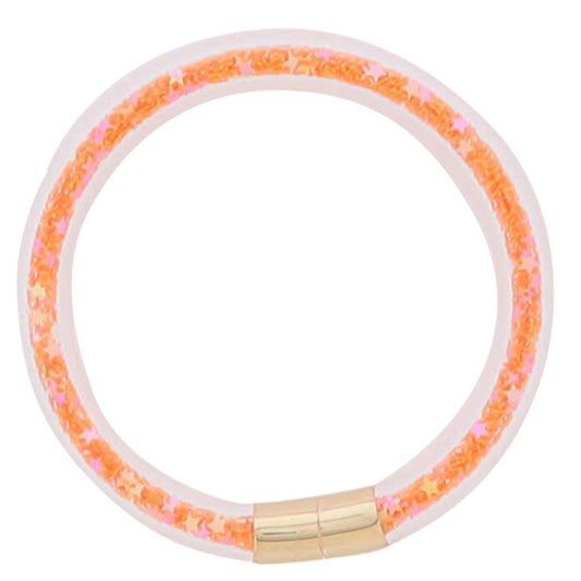 Kids Orange Confetti Large Tube Stars Bracelet