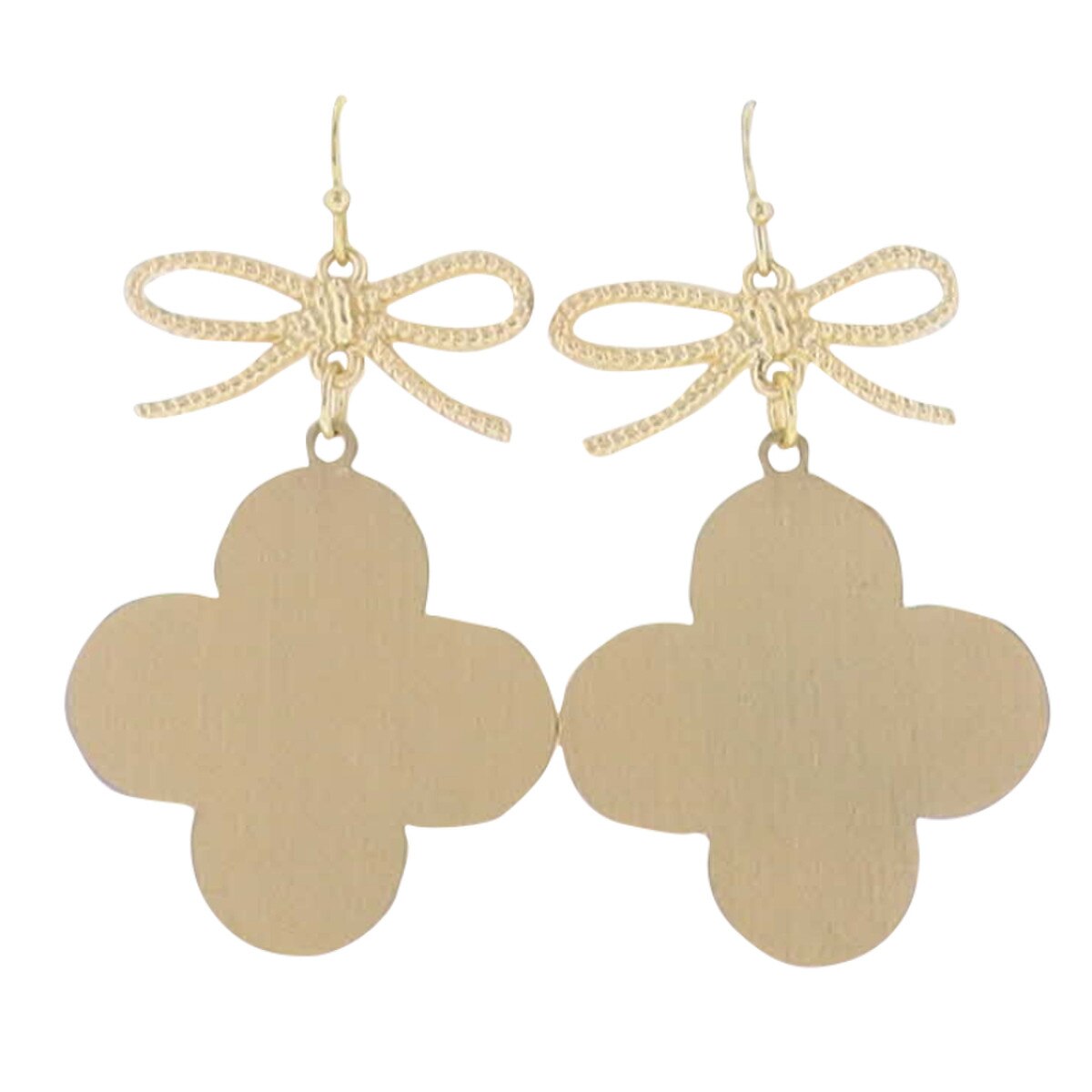 Gold Bow & Quatrefoil Drop Earrings