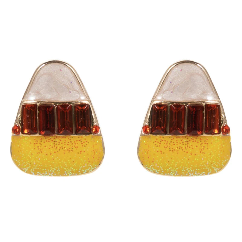 Only Treats! Crystal Candy Corn Halloween Stud Earrings