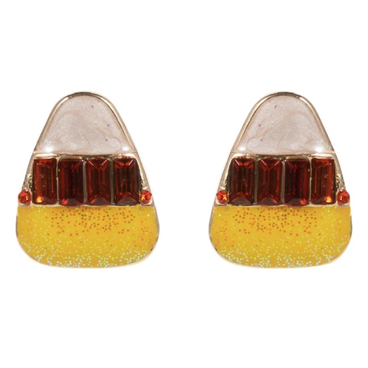 Only Treats! Crystal Candy Corn Halloween Stud Earrings