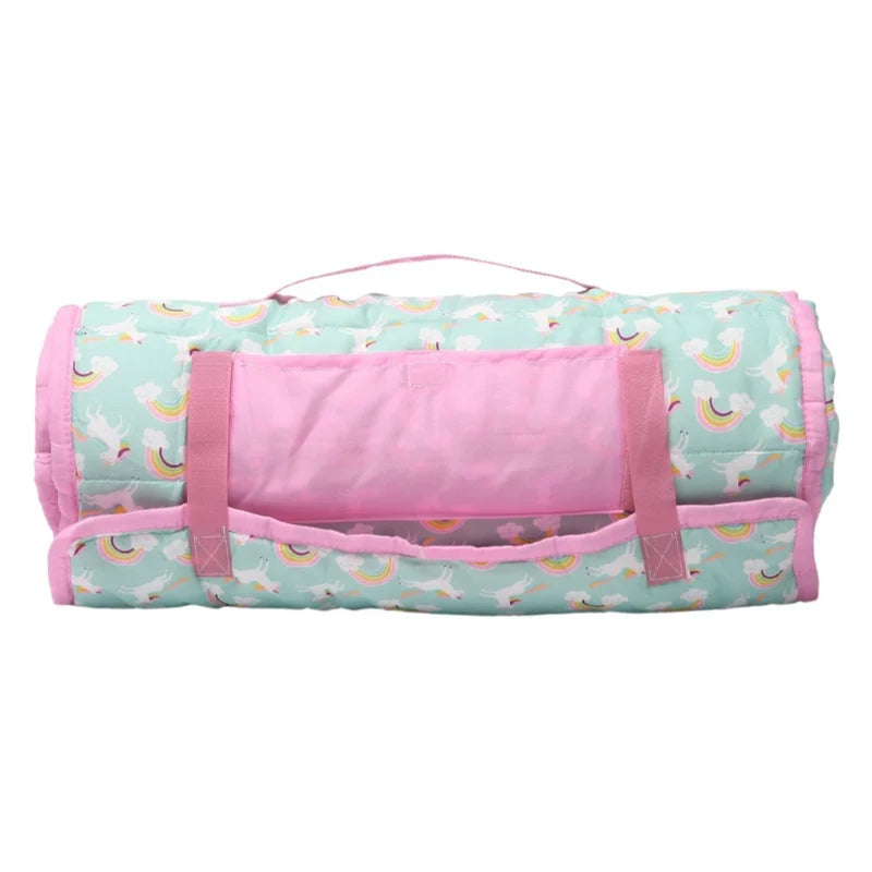 Kids Leaping Unicorn Nap Mat – Pink & Mint Rainbow Sleeping Mat