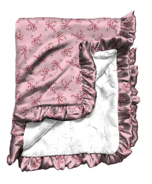 Christmas Candy Satin Ruffle Blanket