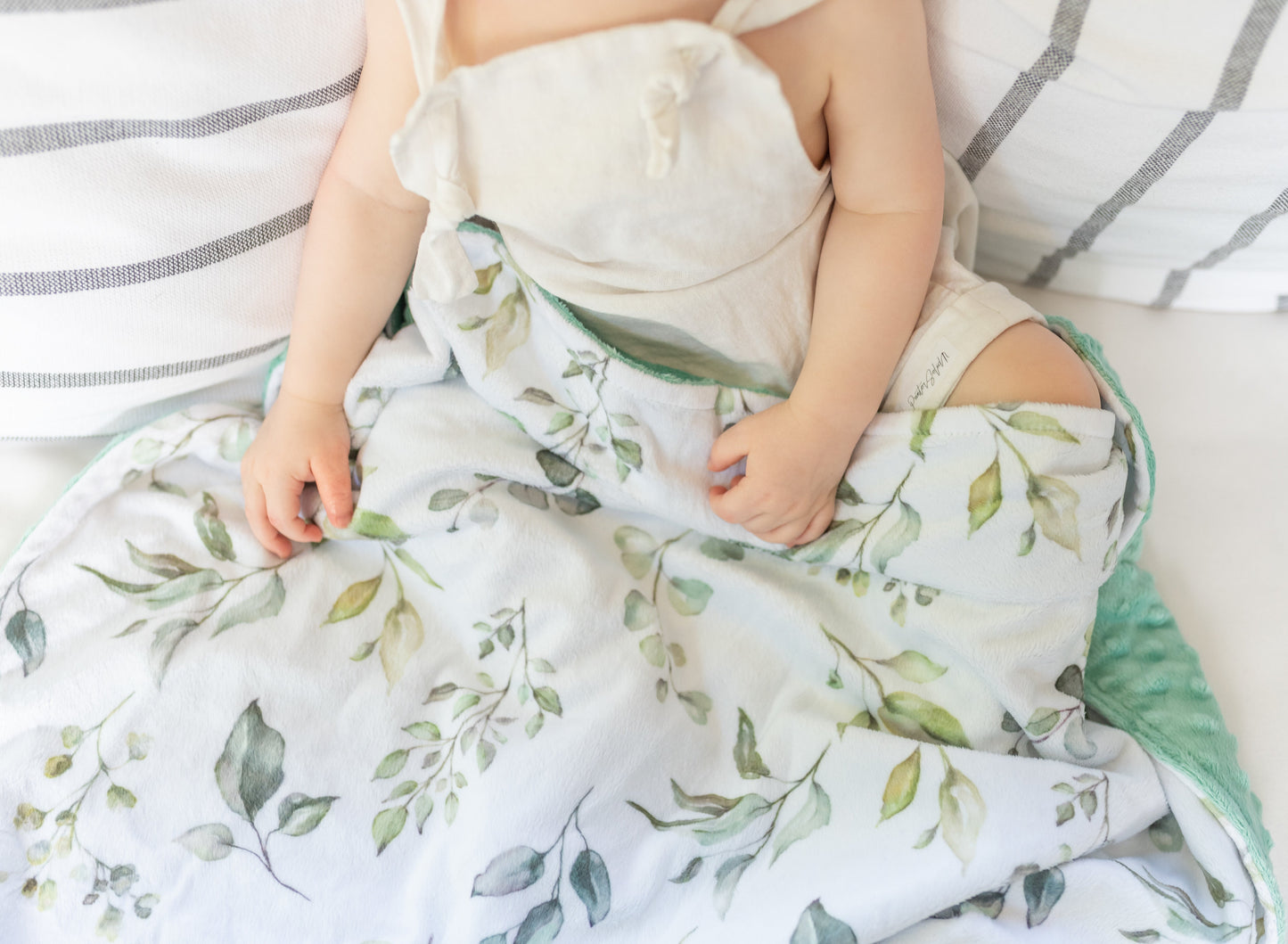 Premium Baby & Toddler Minky Blanket - Eucalyptus Greenery