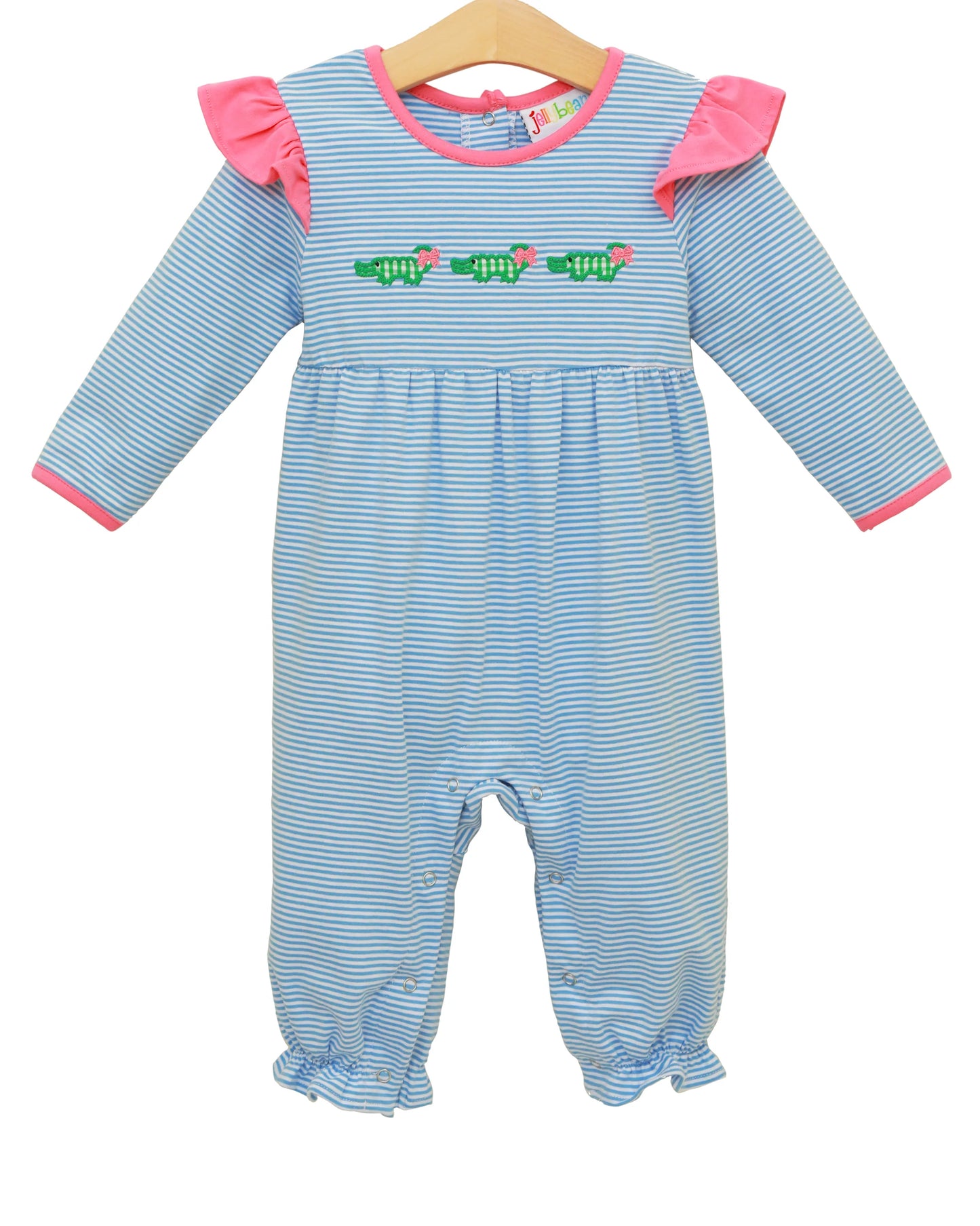 See Ya Later Flutter Romper – Baby Girls Alligator Applique Outfit