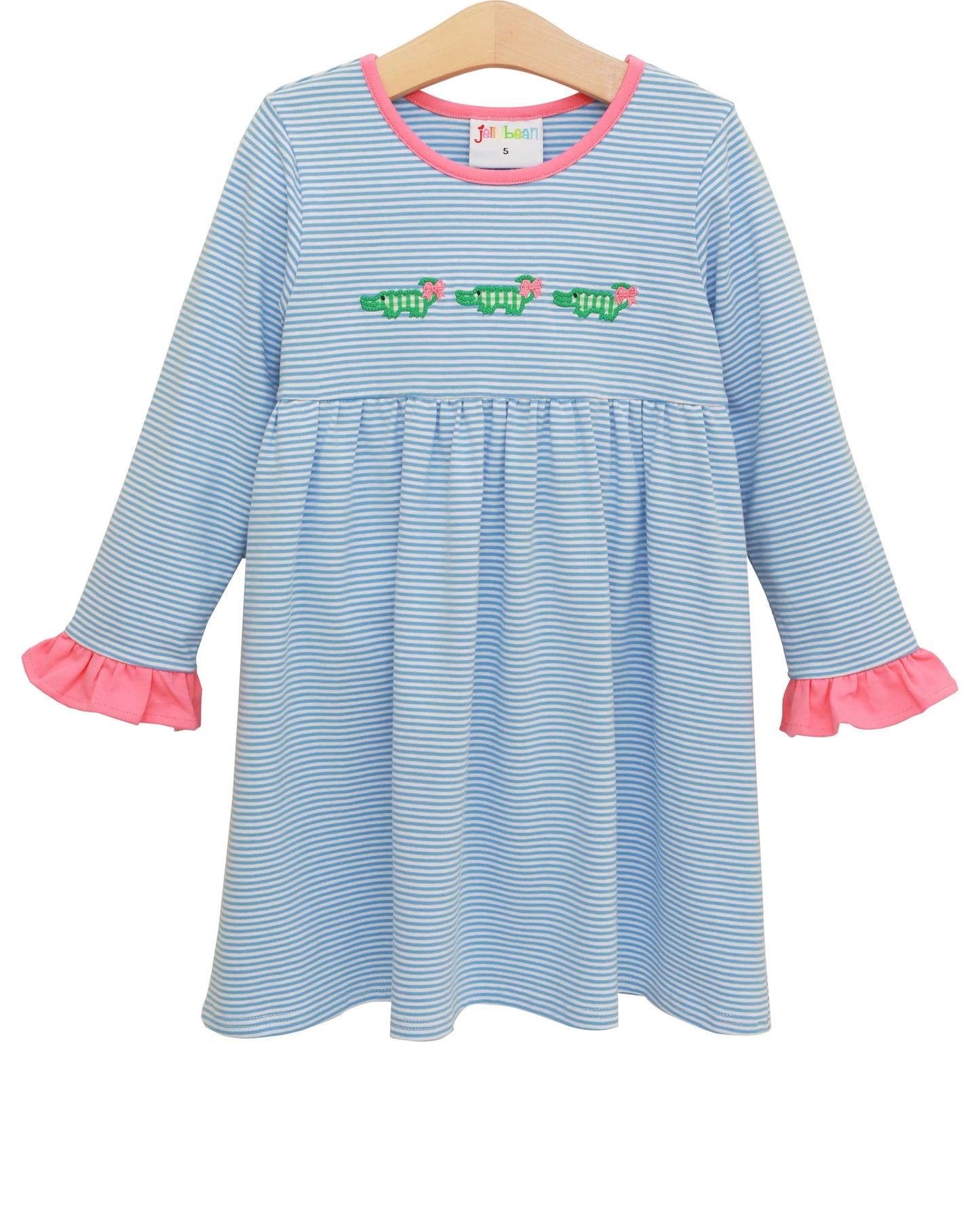 See Ya Later Ruffle Dress – Girls Alligator Applique Knit Dress
