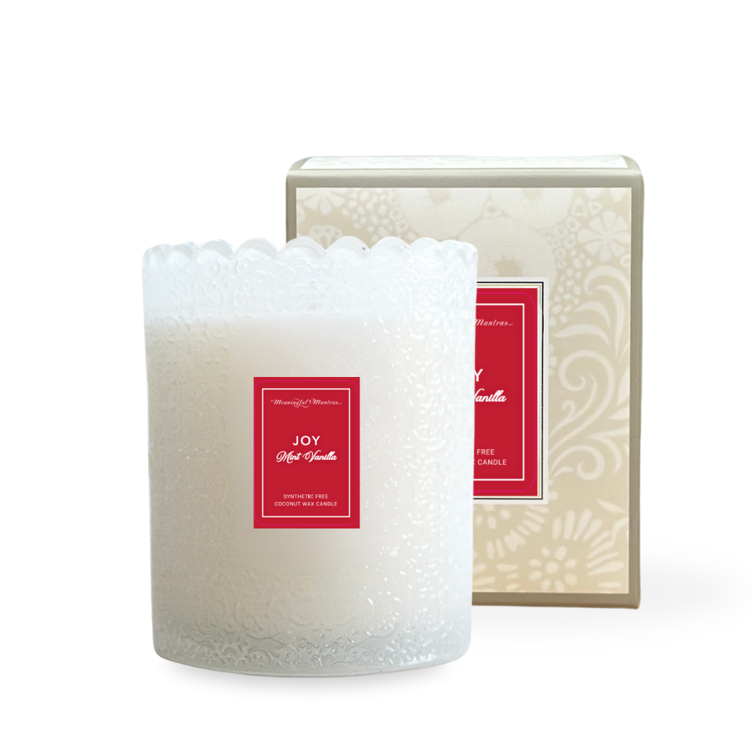 Joy Mint Vanilla Candy Cane Natural Candle 8oz Kaia Collection
