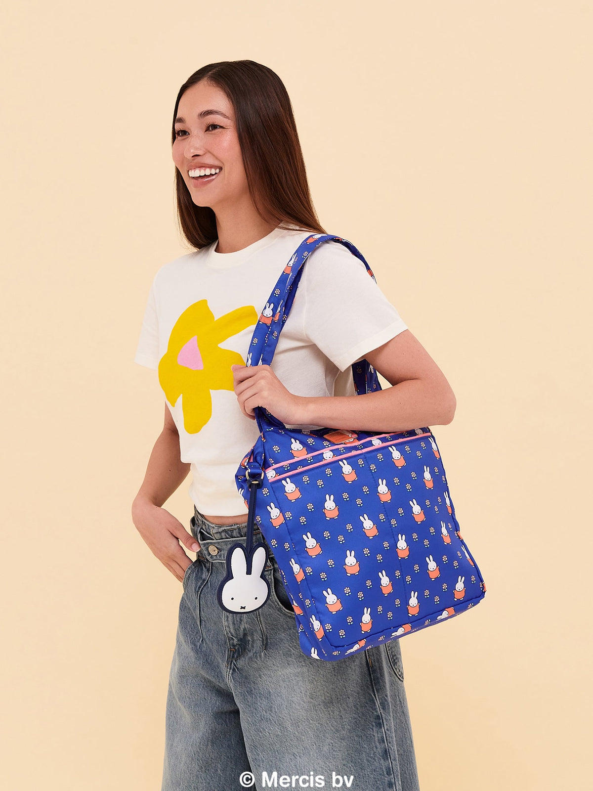 Miffy Flower Fields Be Light Tote Bag - Blue & Orange