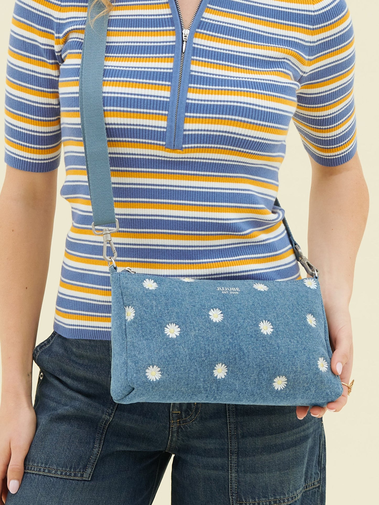 3-piece Pouch Clutch Purse Set - Denim & Daisies