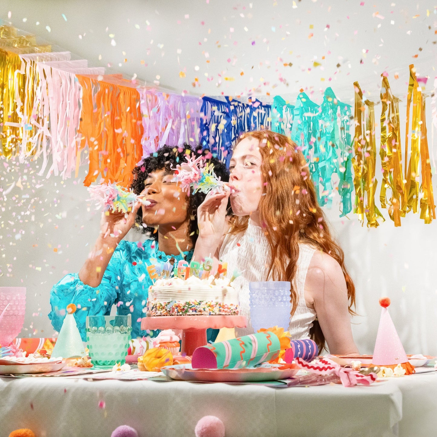 Confetti Burst Fringe Party Blowers (6 ct)
