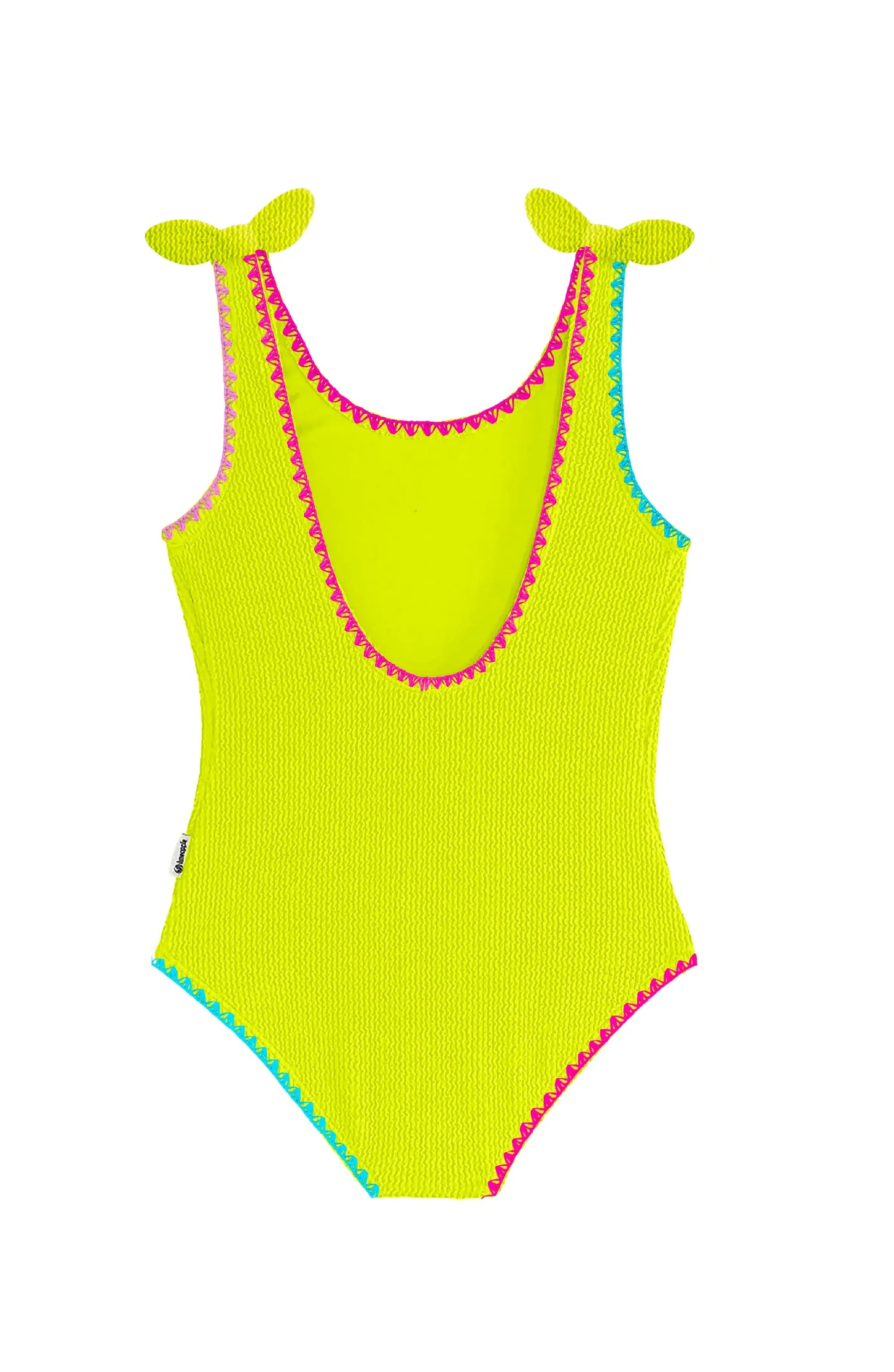 Girls Lime Crinkle One Piece Swimsuit with Bow Ties | Bossier City Kids Boutique
