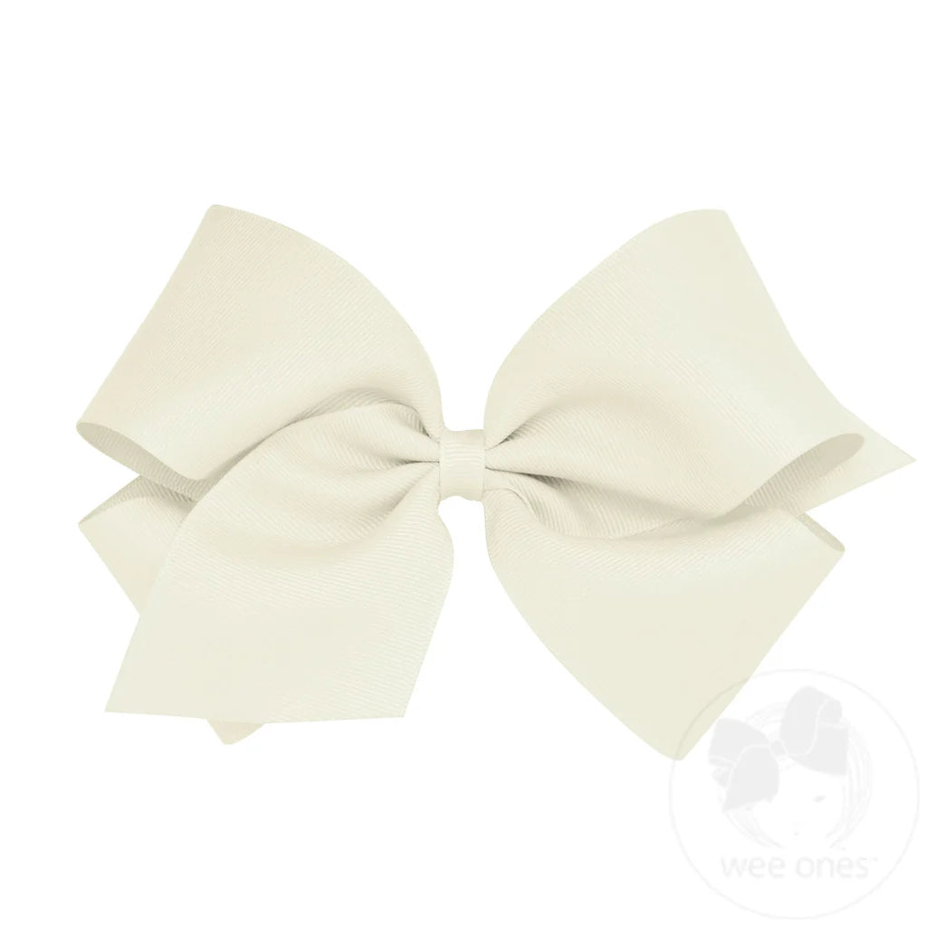 Classic Grosgrain Hair Bow (Plain Wrap) – Antique White