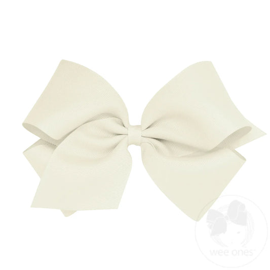 Classic Grosgrain Hair Bow (Plain Wrap) – Antique White