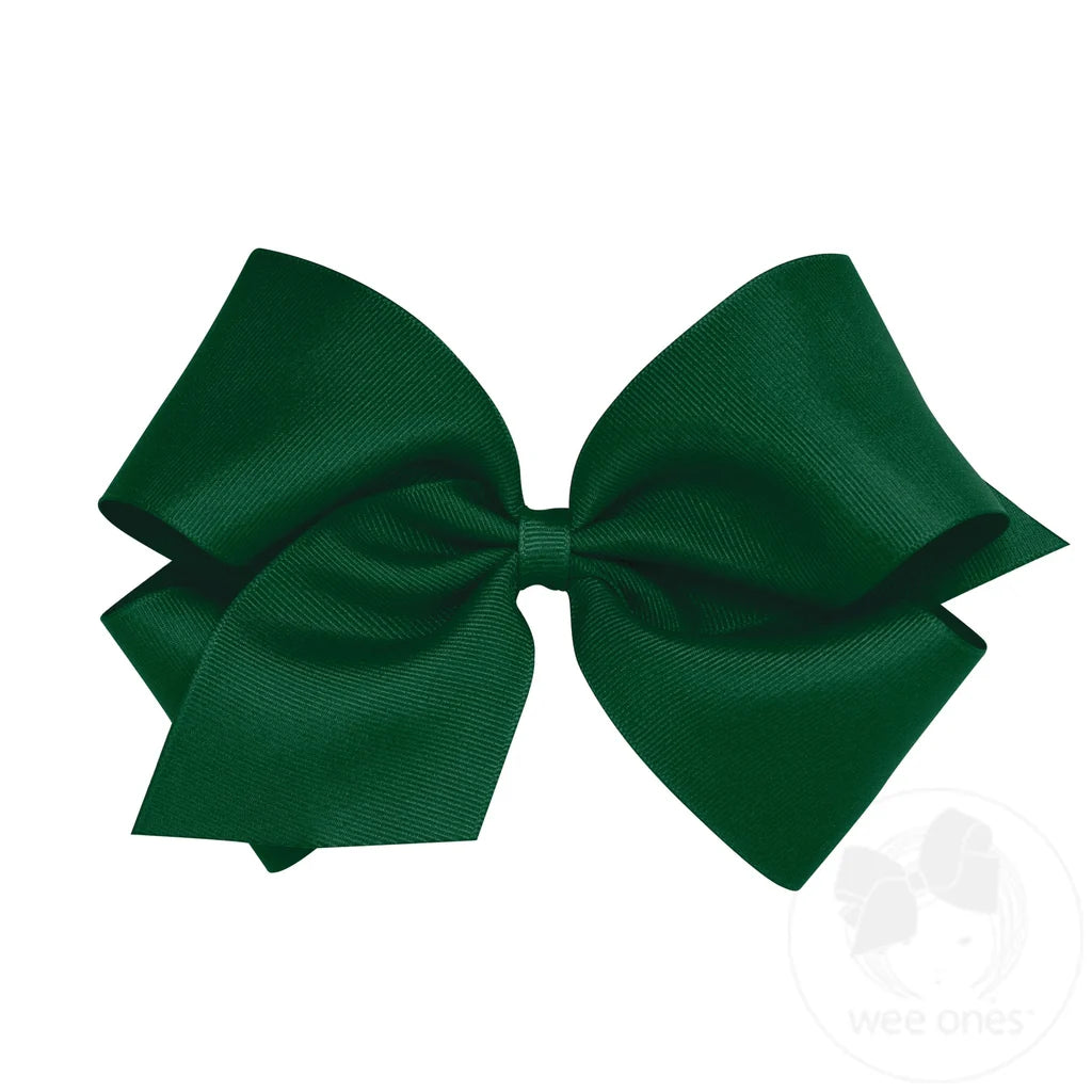 Classic Grosgrain Hair Bow (Plain Wrap) – Forest Green
