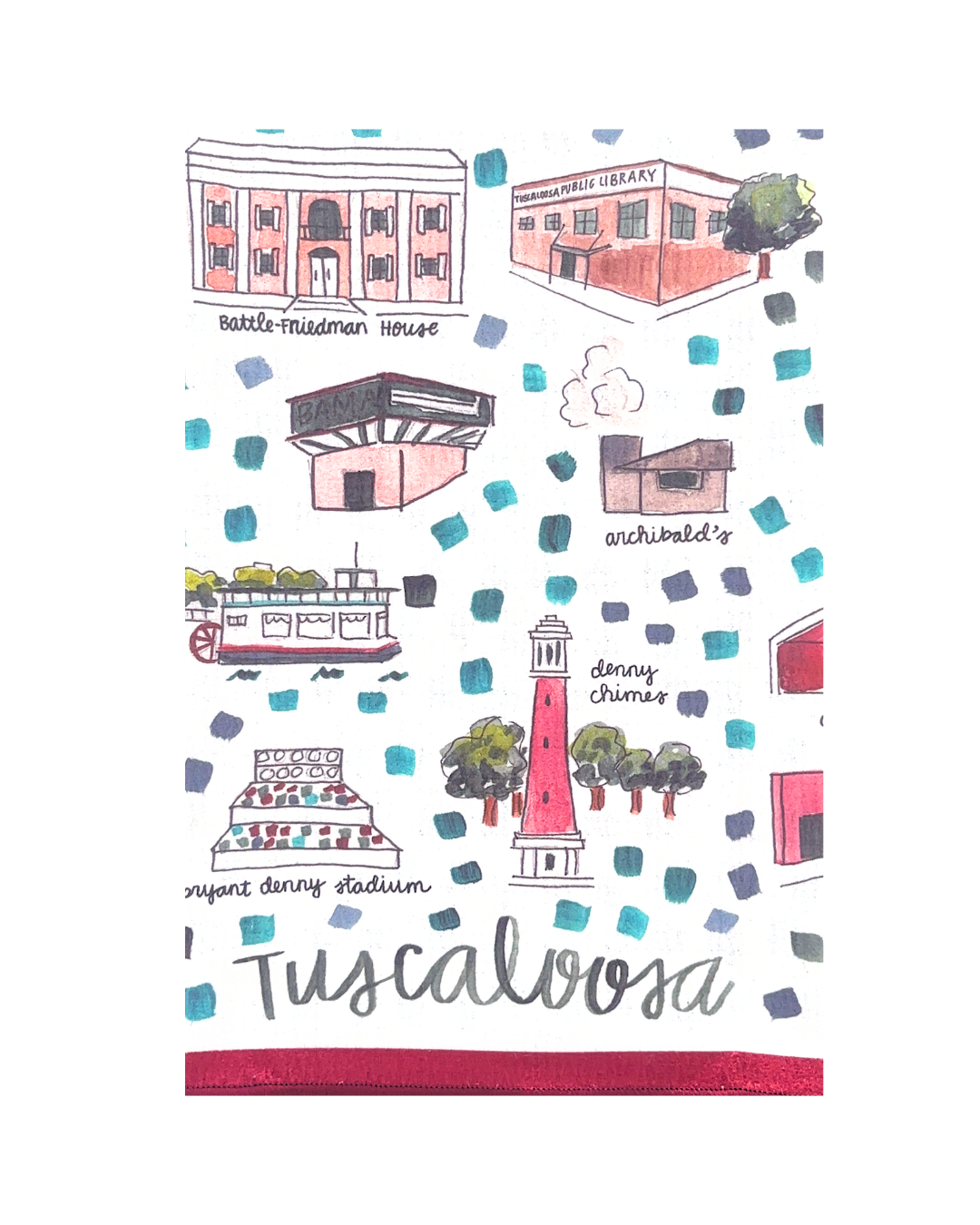 Tuscaloosa, AL Double-Sided Tea Towel