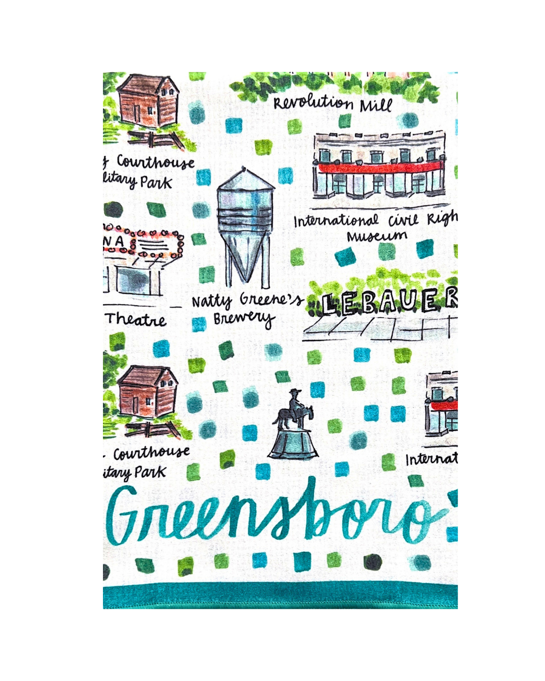 Greensboro, NC Double-Sided Tea Towel
