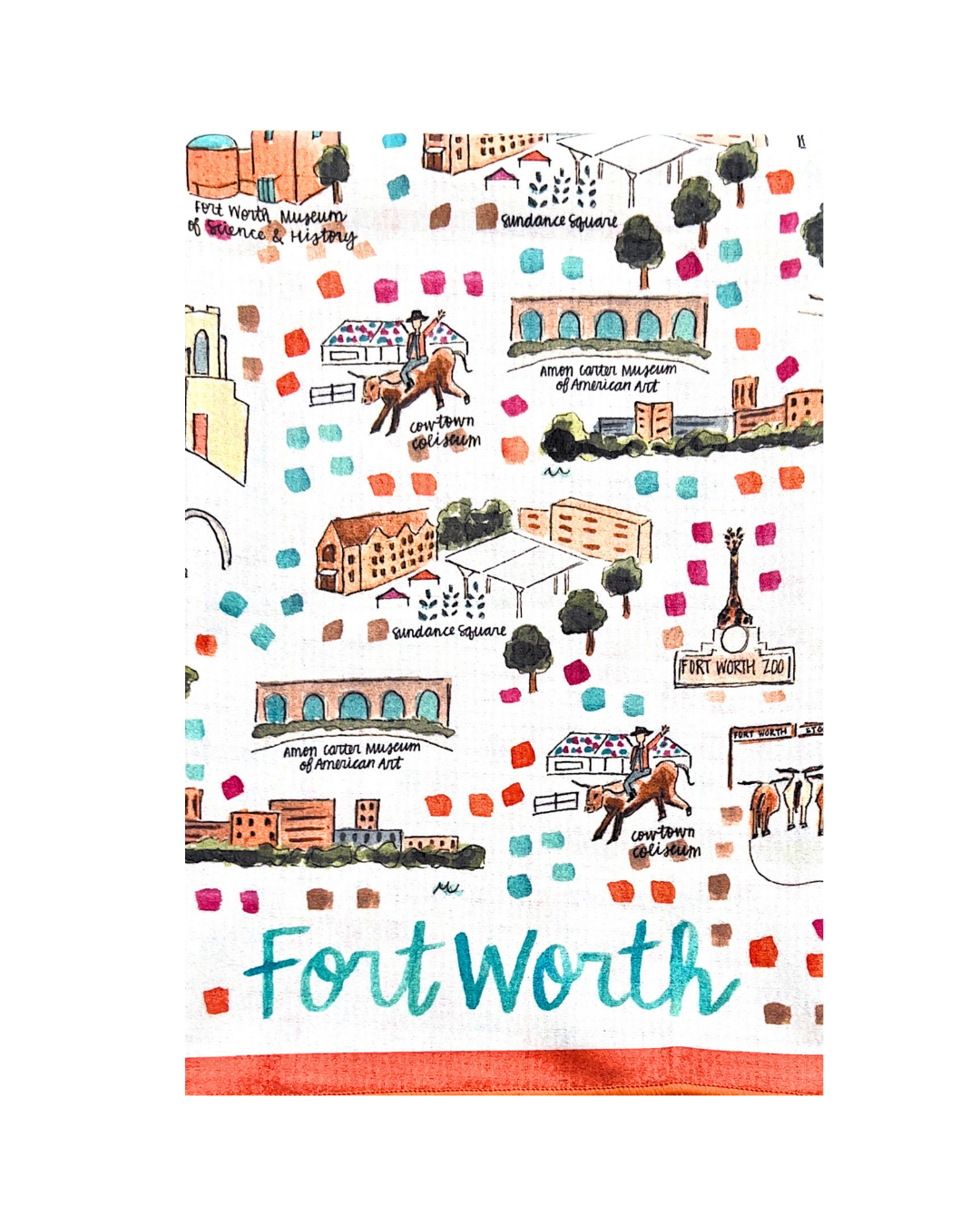 Fort Worth, TX Double-Sided Tea Towel