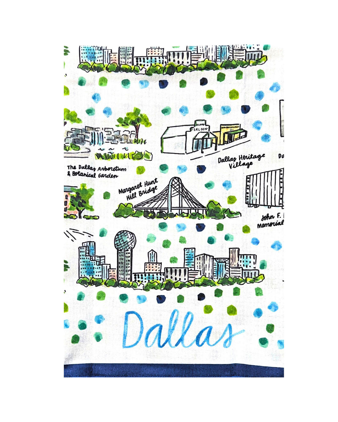 Dallas, TX Double-Sided Tea Towel