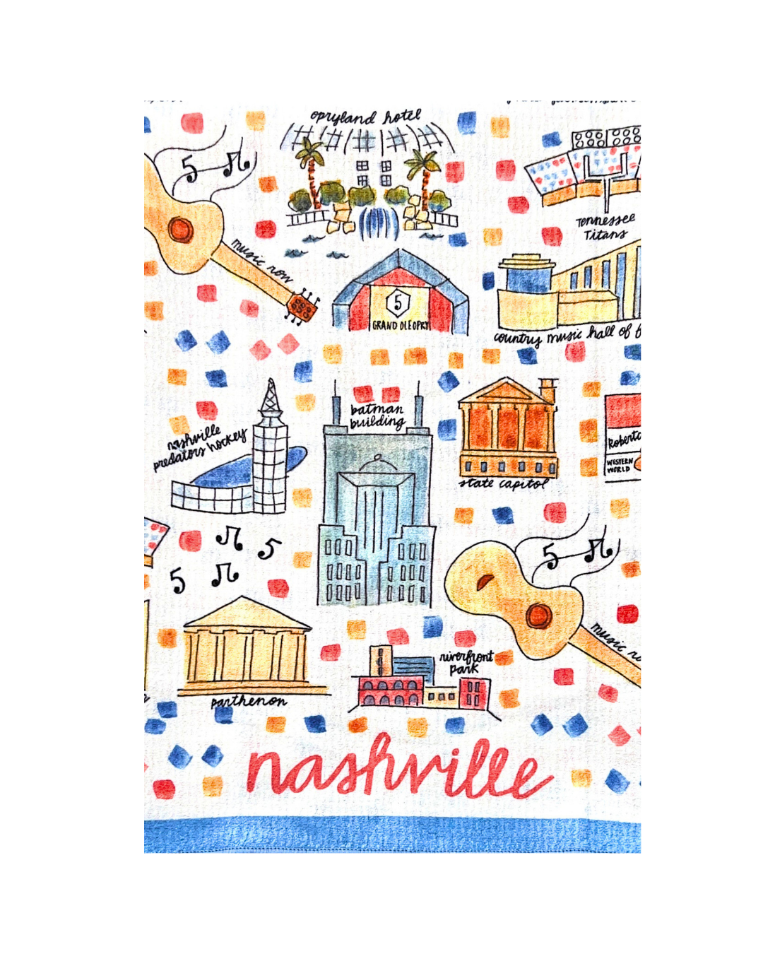 Nashville, TN Double-Sided Tea Towel