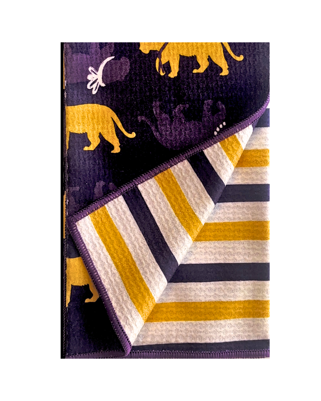 Spirit Tiger in Purple + Gold Double-Sided Tea Towel