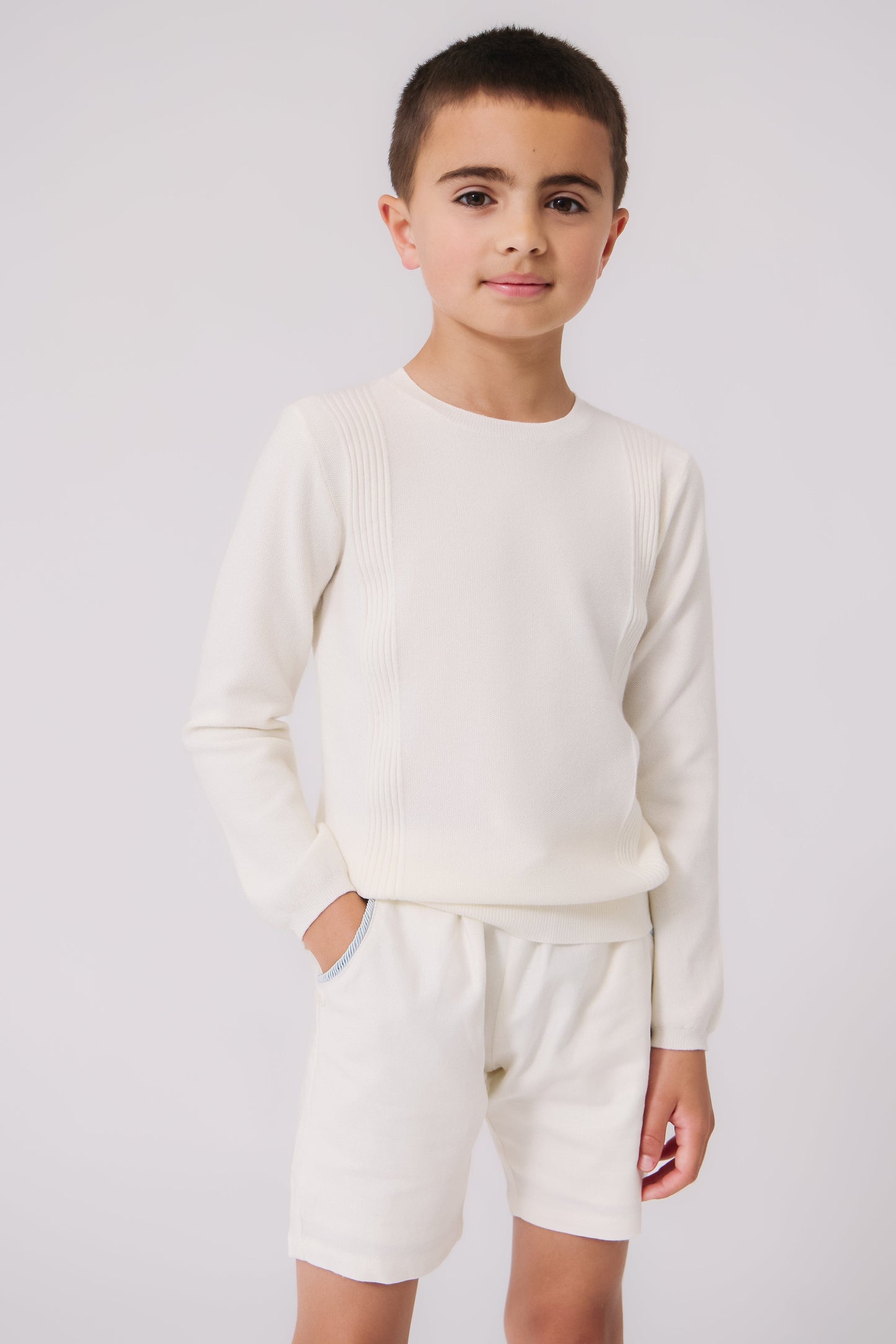 Todd Knit Long Sleeve Sweater - White